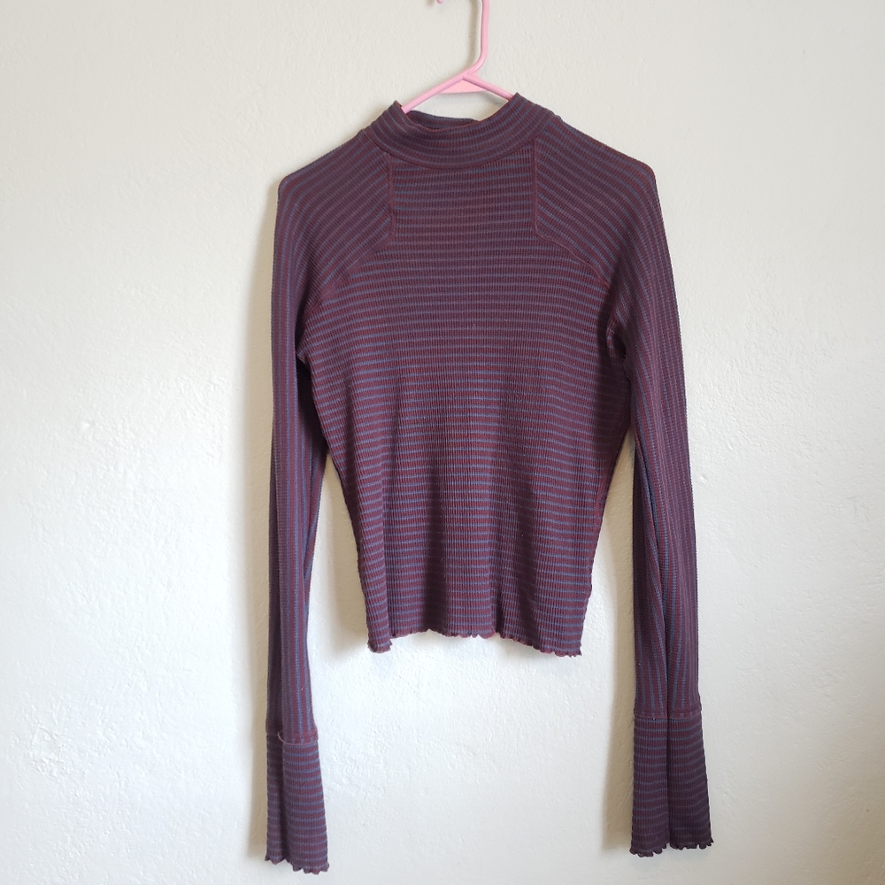Free People mock neck striped top, size small